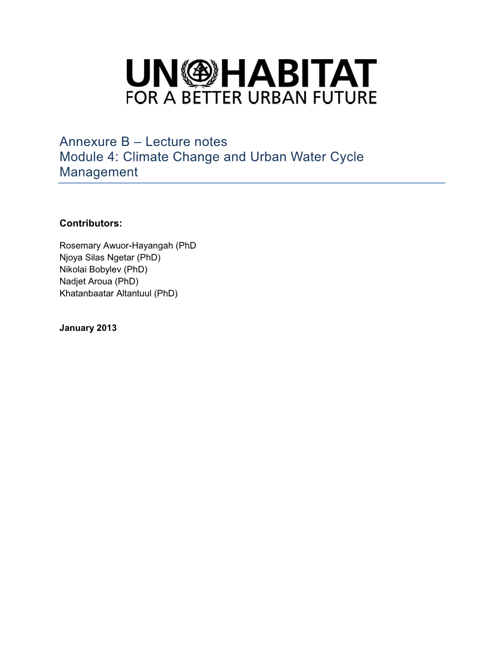 Climate Change and Urban Water Cycle Management