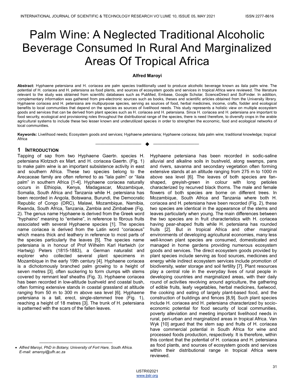 Palm Wine: a Neglected Traditional Alcoholic Beverage Consumed in Rural and Marginalized Areas of Tropical Africa