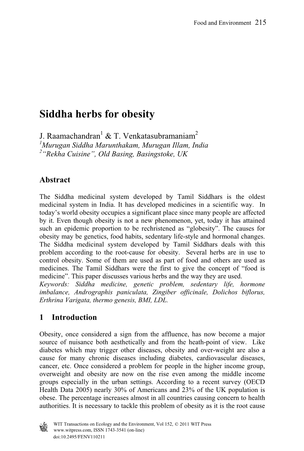 Siddha Herbs for Obesity