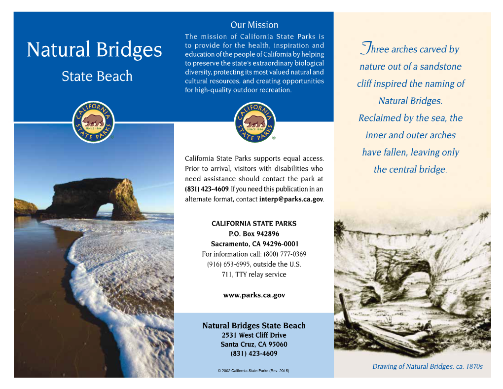 Natural Bridges State Beach 2531 West Cliff Drive Santa Cruz, CA 95060 (831) 423-4609 Drawing of Natural Bridges, Ca