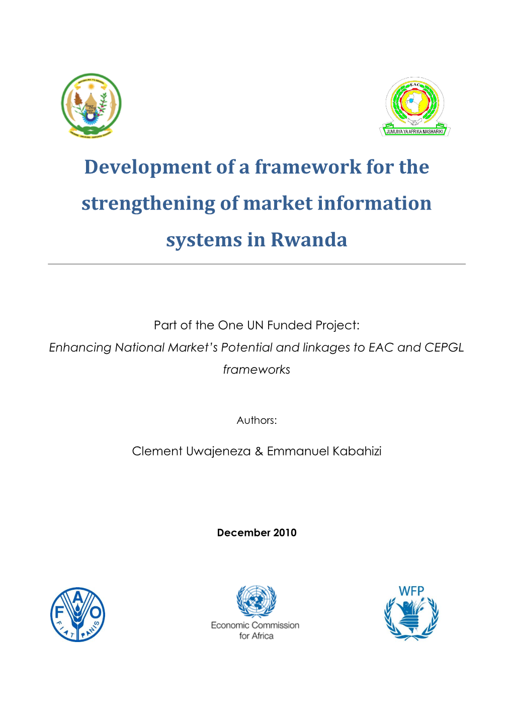 Development of a Framework for the Strengthening of Market Information Systems in Rwanda