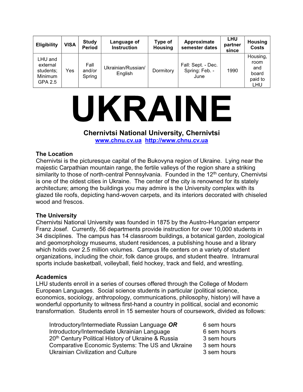 Chernivtsi National University, Ukraine