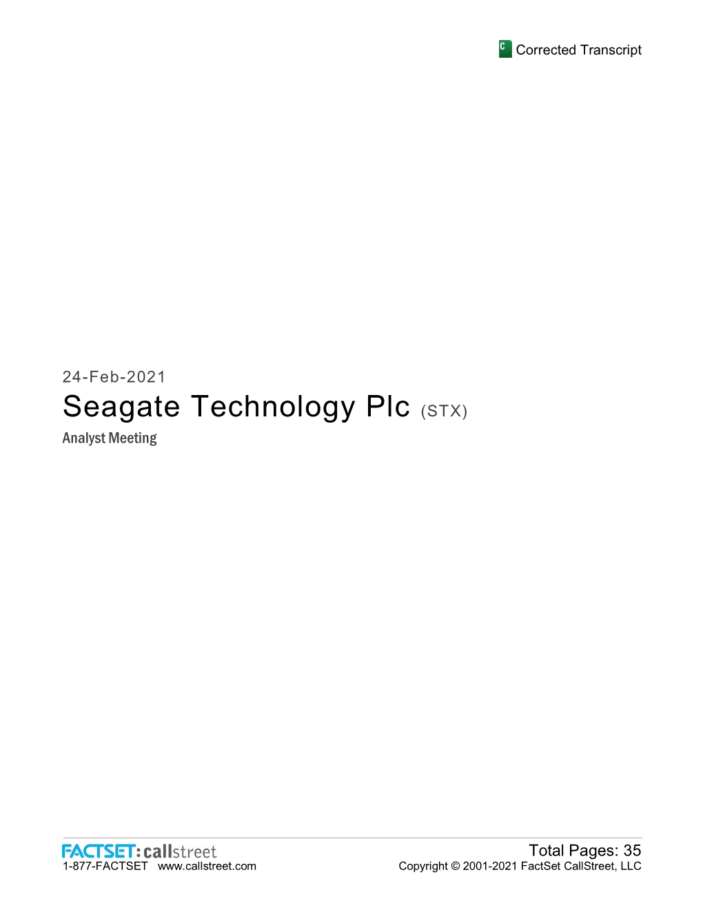 Seagate Technology Plc (STX) Analyst Meeting