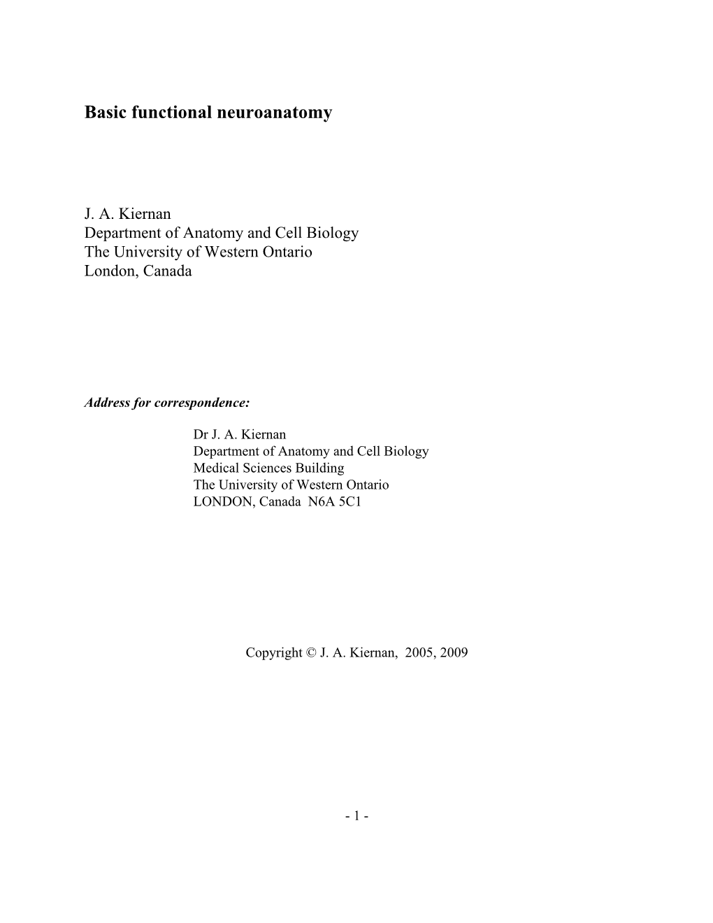 Basic Functional Neuroanatomy