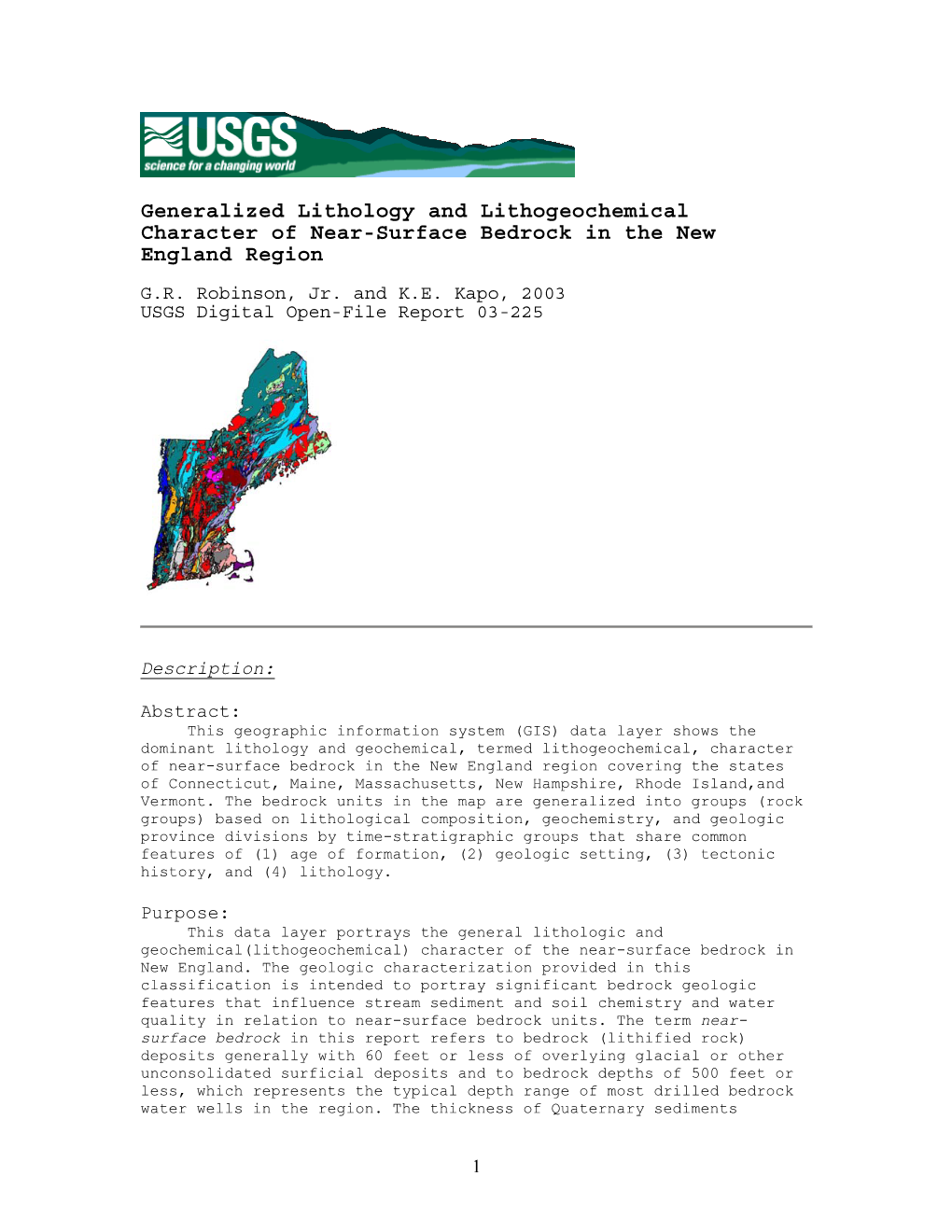 Generalized Lithology and Lithogeochemical Character of Near-Surface Bedrock in the New England Region