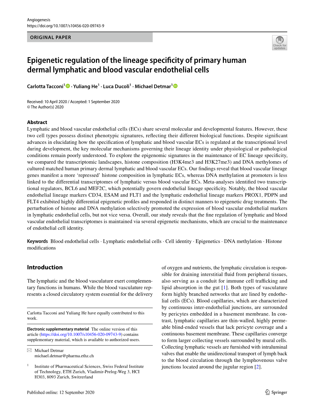 Epigenetic Regulation of the Lineage Specificity of Primary Human Dermal