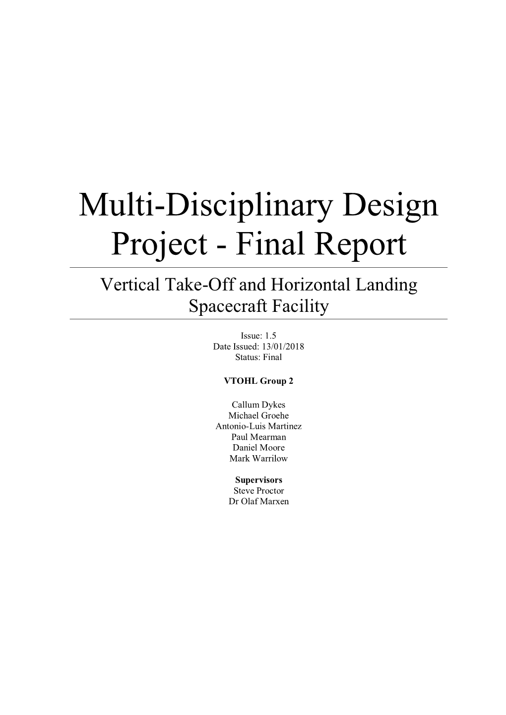 Multi-Disciplinary Design Project - Final Report