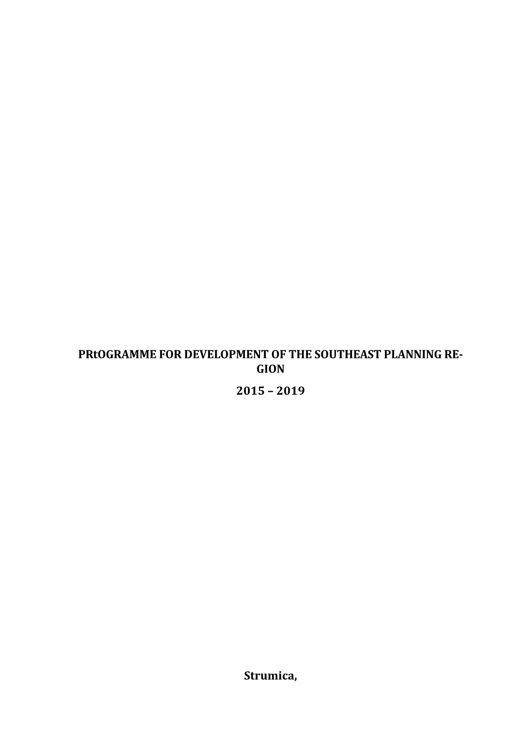 Programme for Development of the South-East Planning Region 2015
