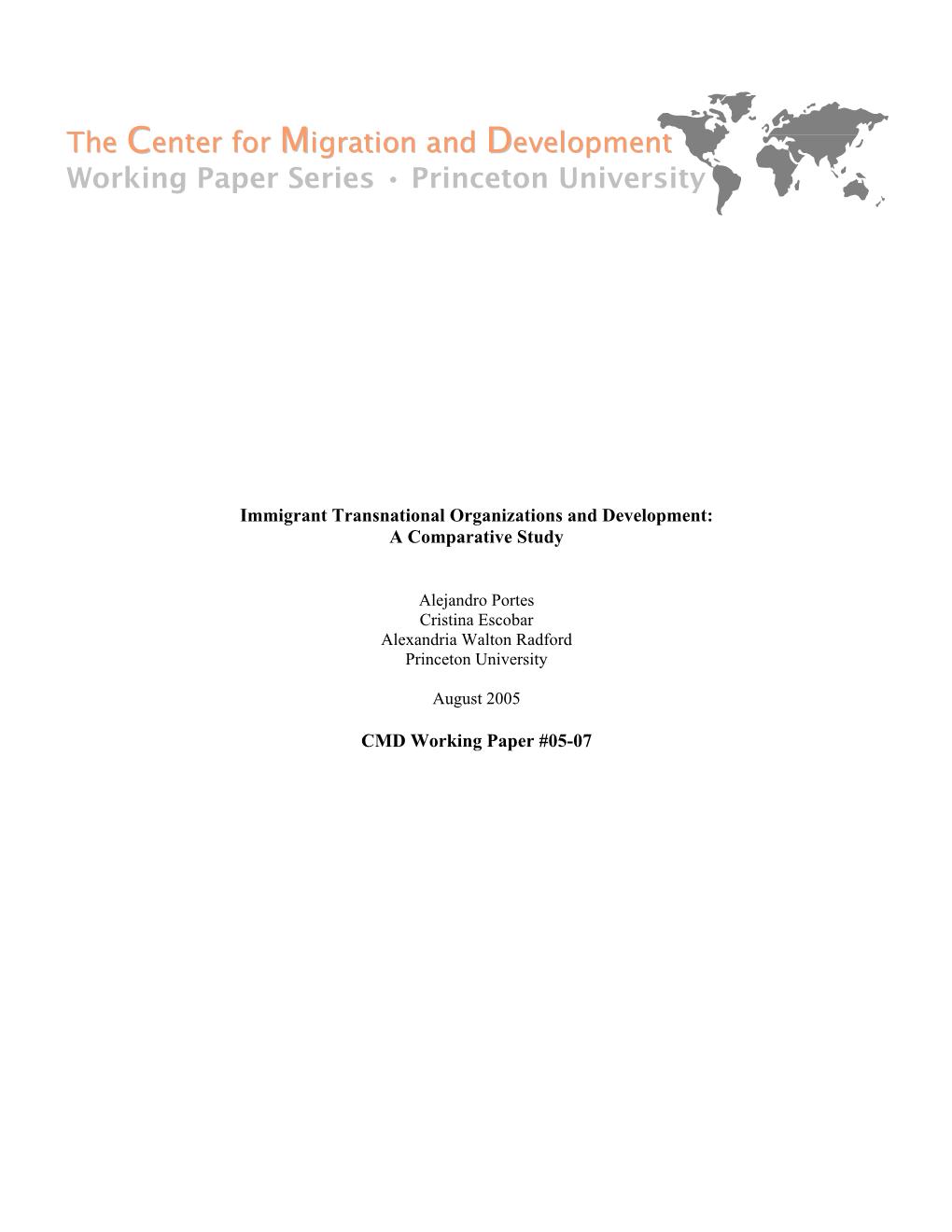 Immigrant Transnational Organizations and Development: a Comparative Study