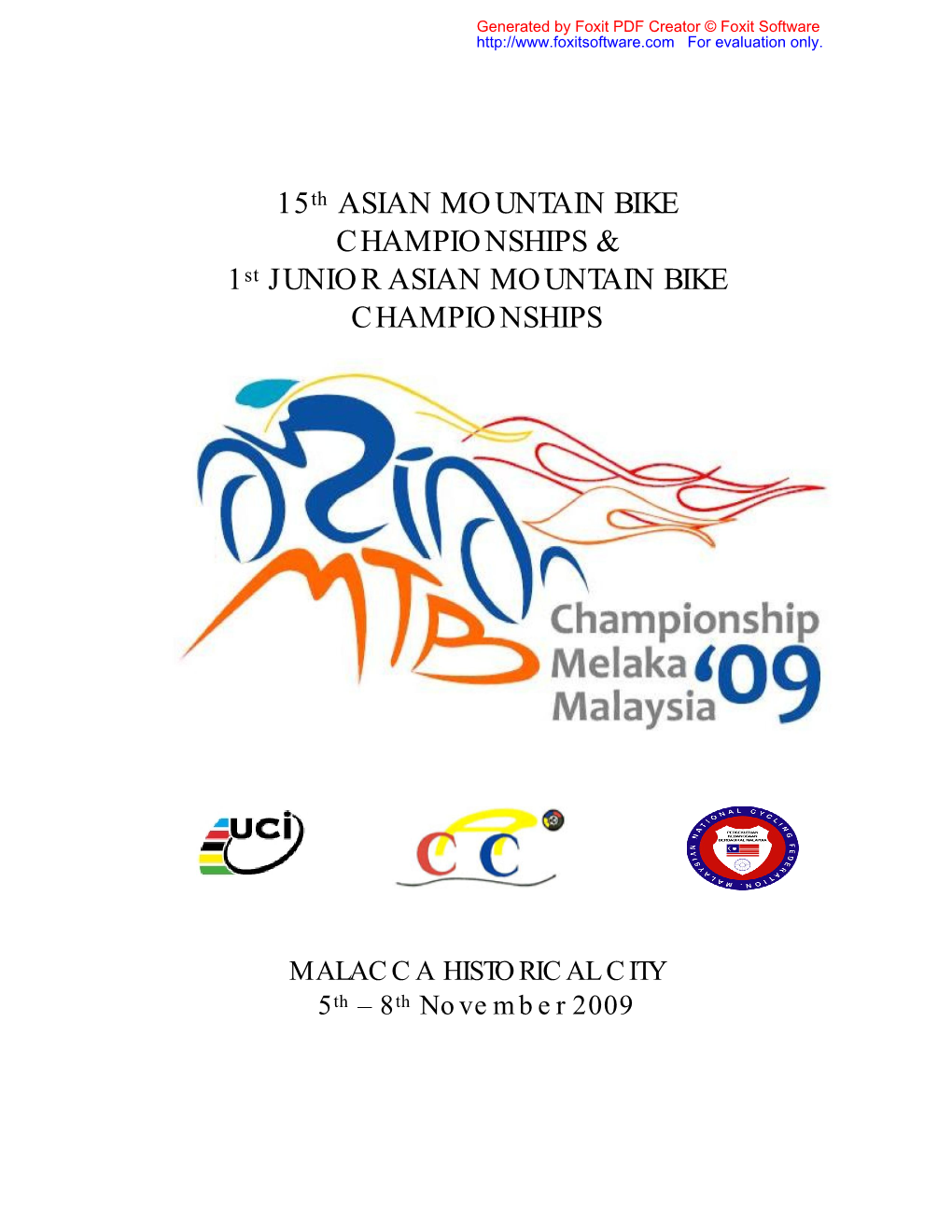 15Th ASIAN MOUNTAIN BIKE CHAMPIONSHIP.Pdf