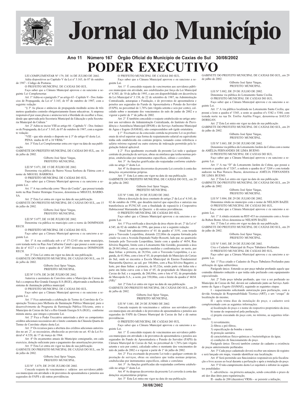 Poder Executivo Lei Complementar Nº 179, De 16 De Julho De 2002