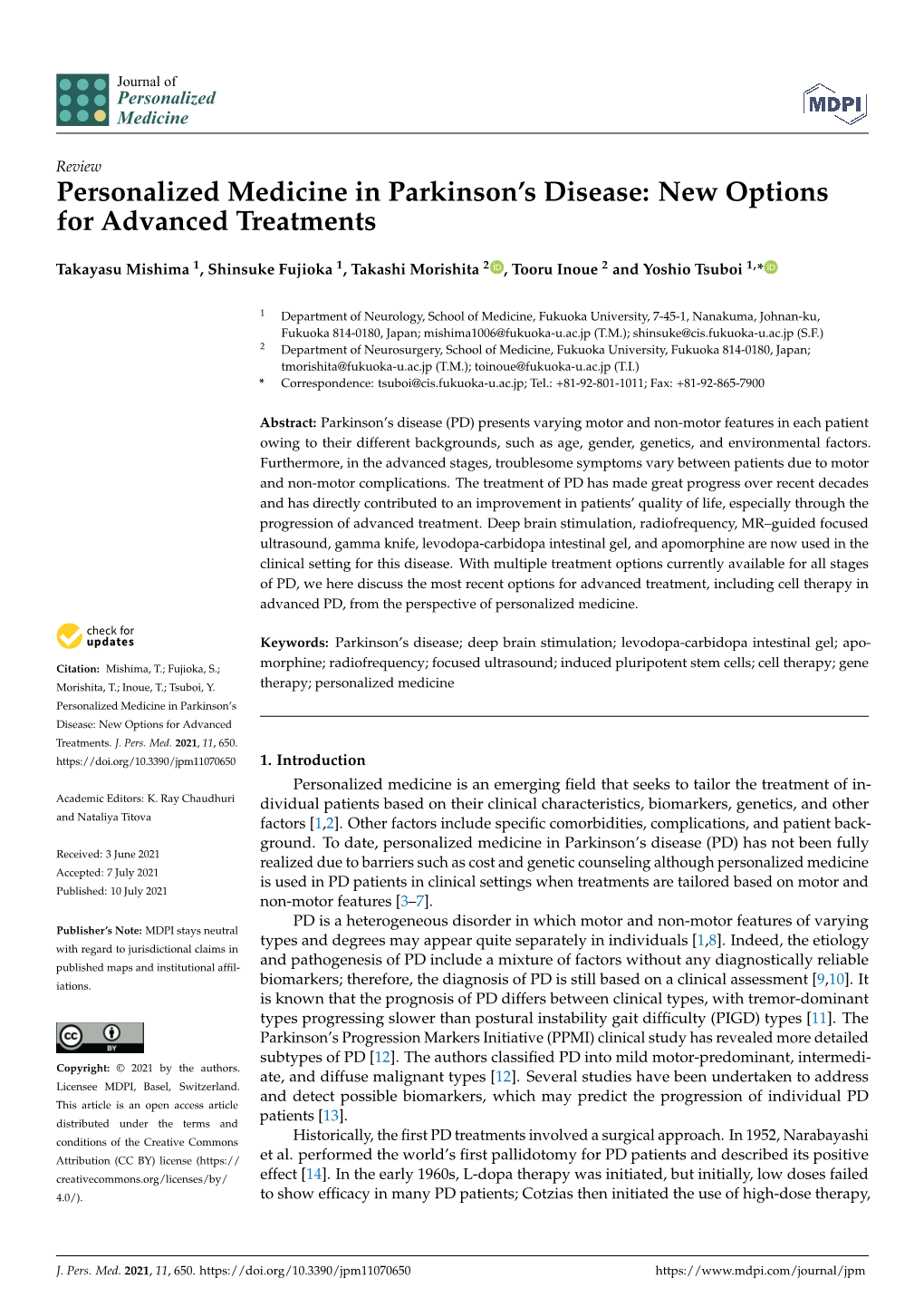 Personalized Medicine in Parkinson's Disease: New Options For