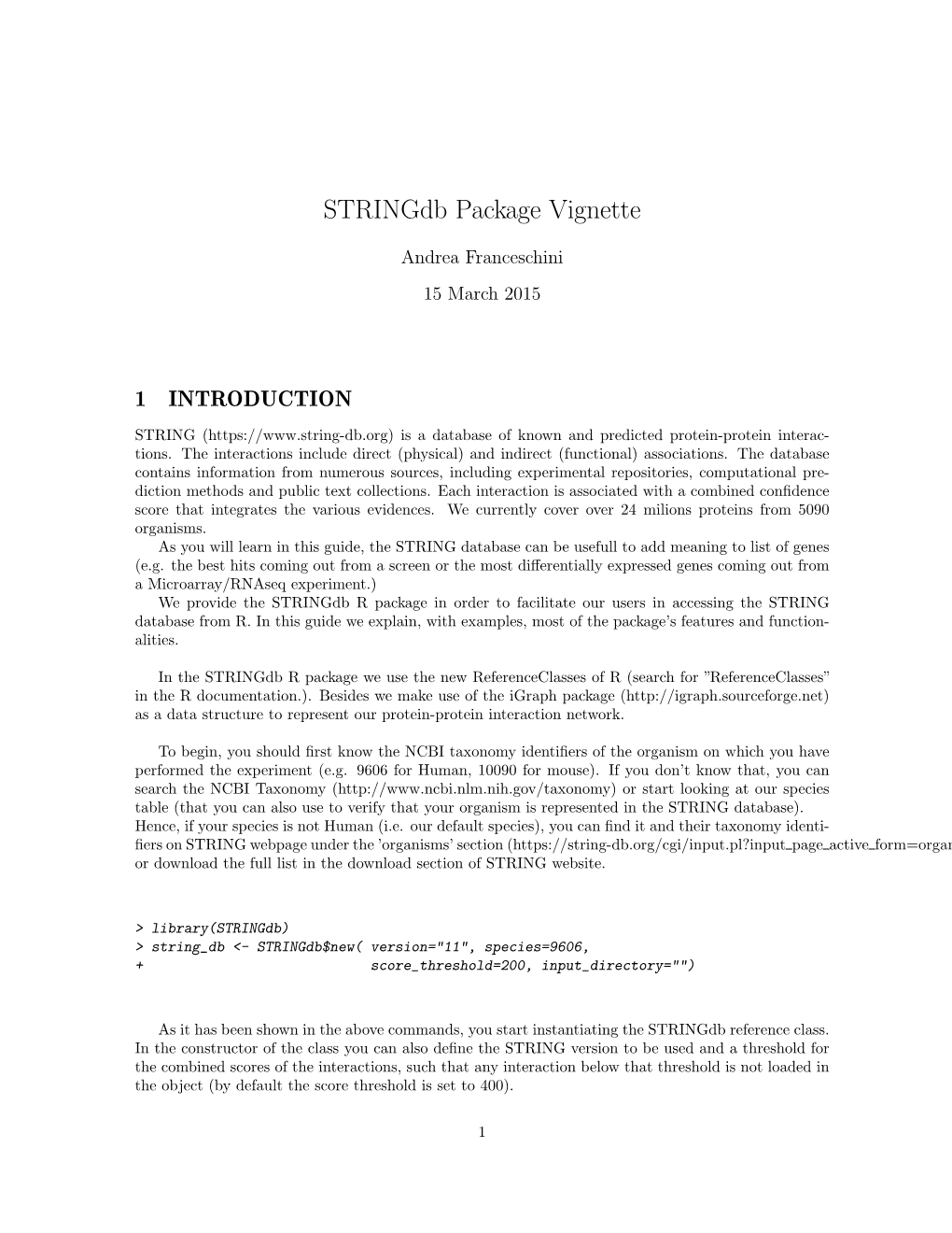 Stringdb Package Vignette