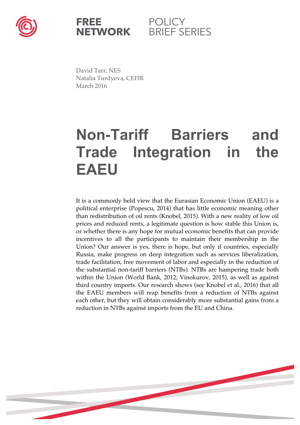 Non-Tariff Barriers and Trade Integration in the EAEU