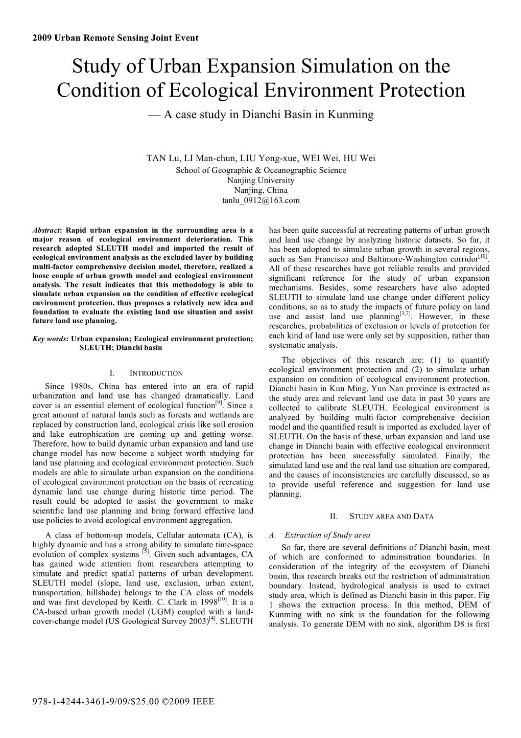 Study of Urban Expansion Simulation on the Condition of Ecological Environment Protection — a Case Study in Dianchi Basin in Kunming