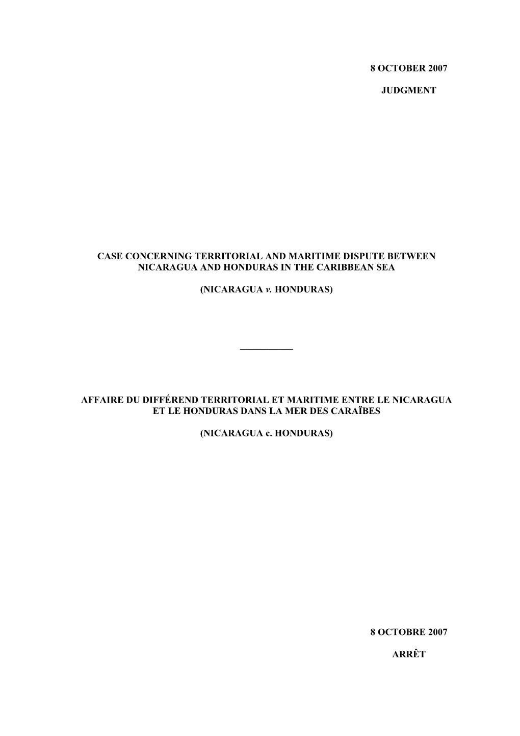 8 October 2007 Judgment Case Concerning Territorial And