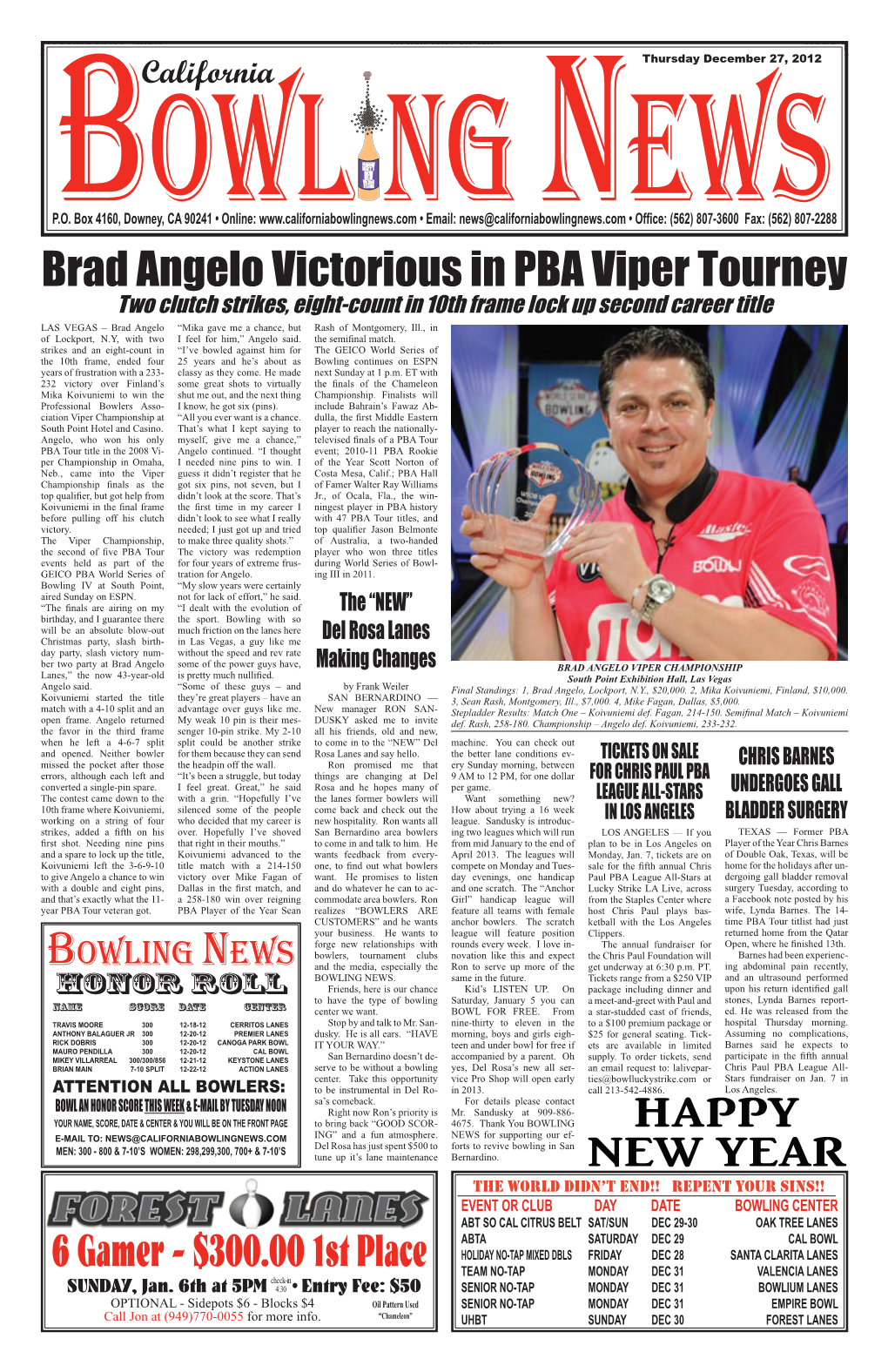 Brad Angelo Victorious in Pba Viper Tourney