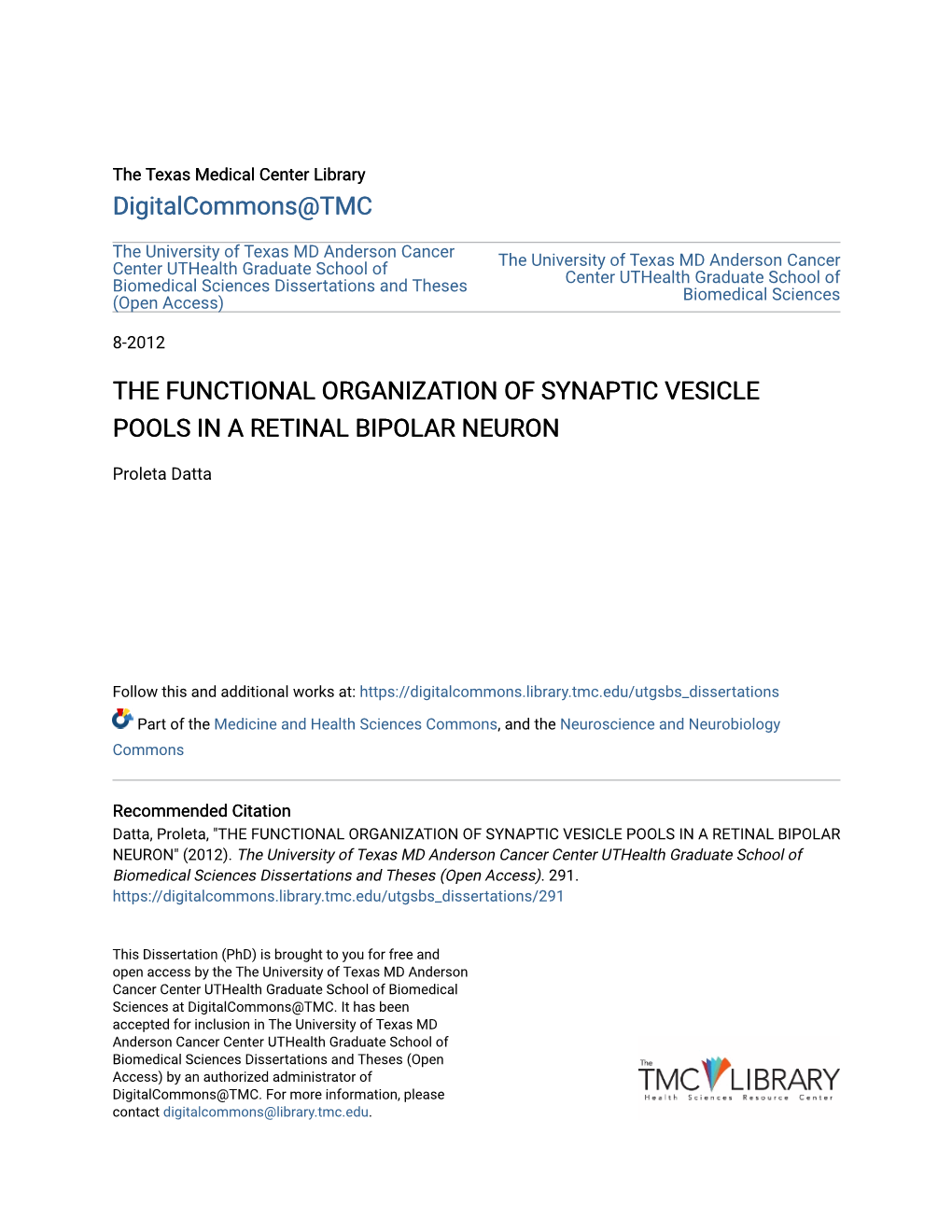 The Functional Organization of Synaptic Vesicle Pools in a Retinal Bipolar Neuron
