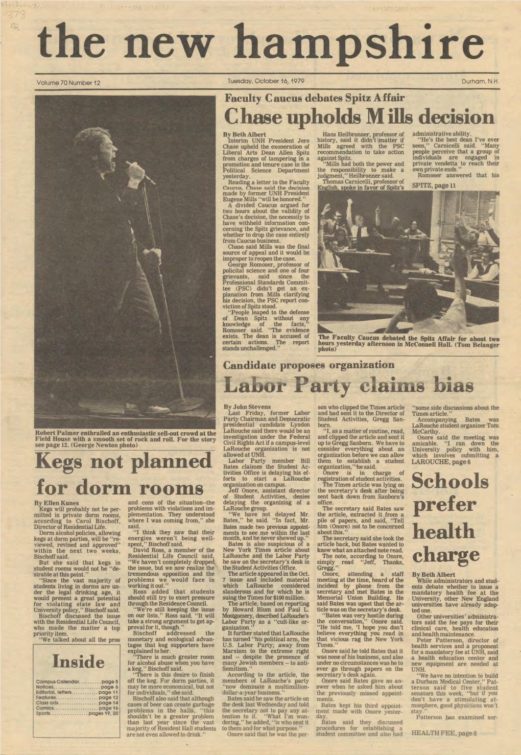 The New Hampshire, Vol. 70, No. 12 (Oct. 16, 1979)