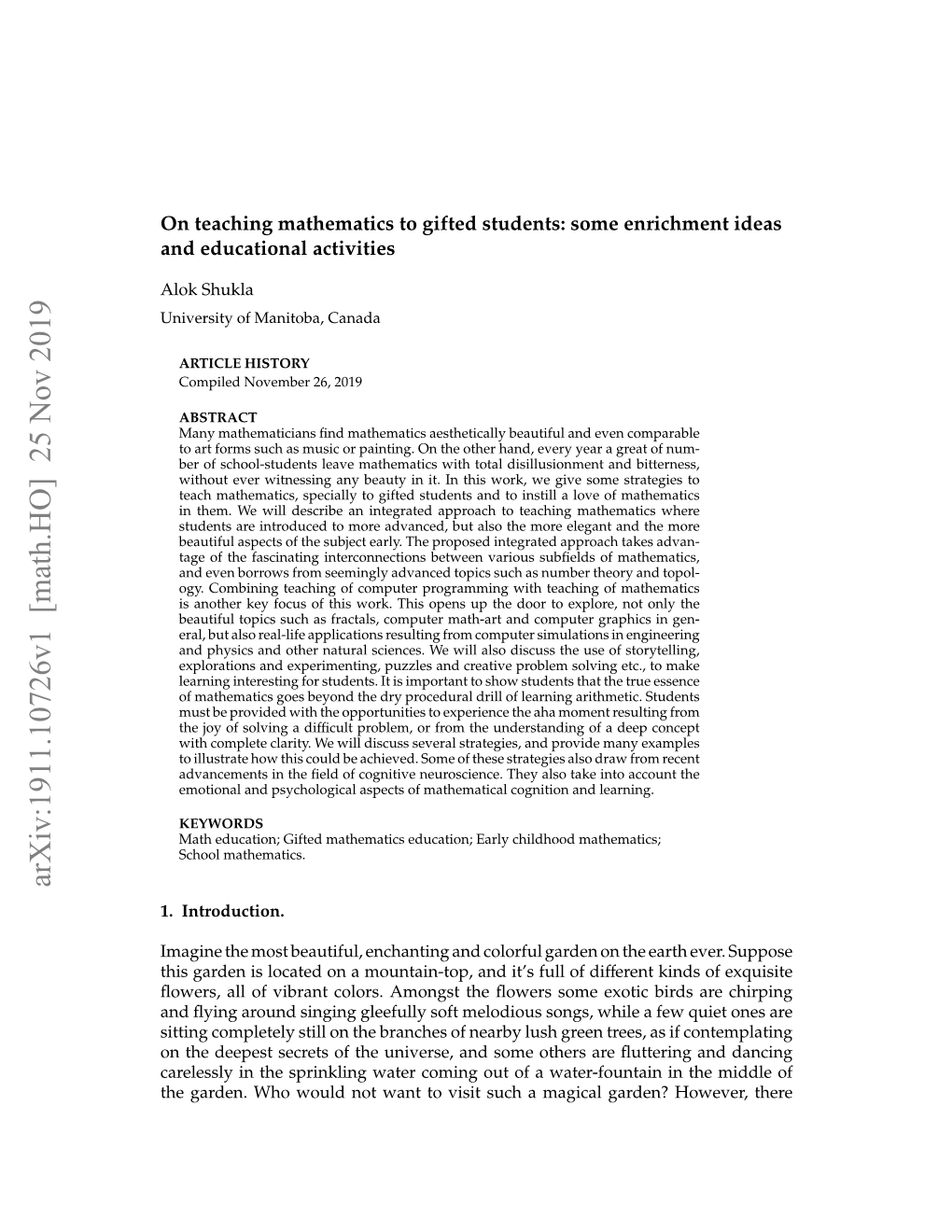 Arxiv:1911.10726V1 [Math.HO] 25 Nov 2019 1