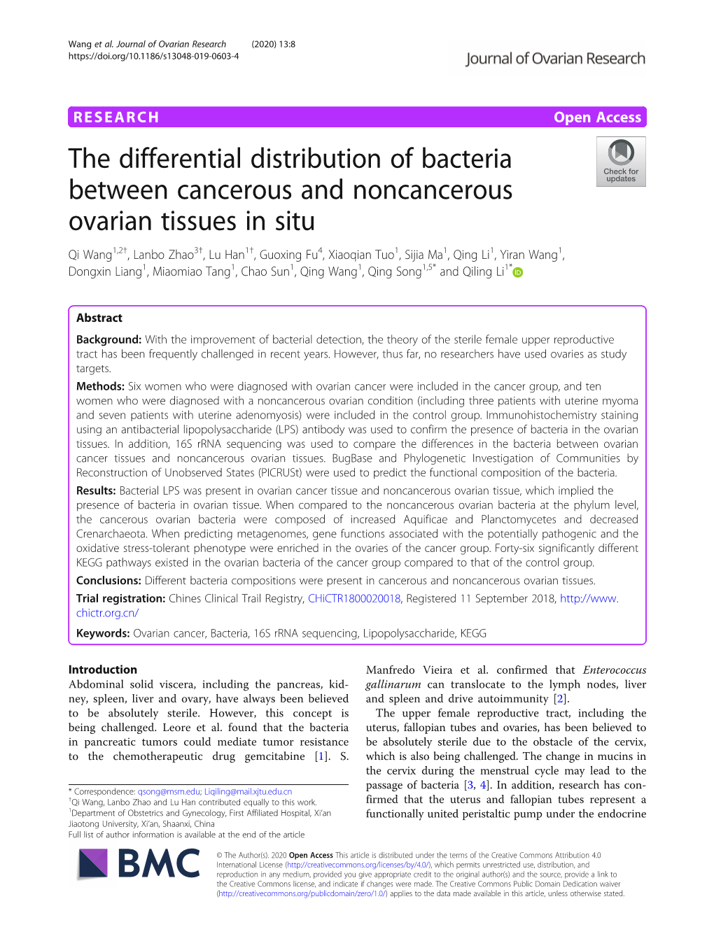 The Differential Distribution of Bacteria Between Cancerous And