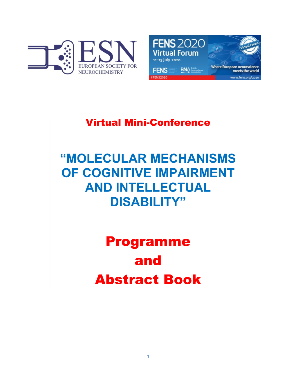 Abstracts in the Programme and Abstract Book