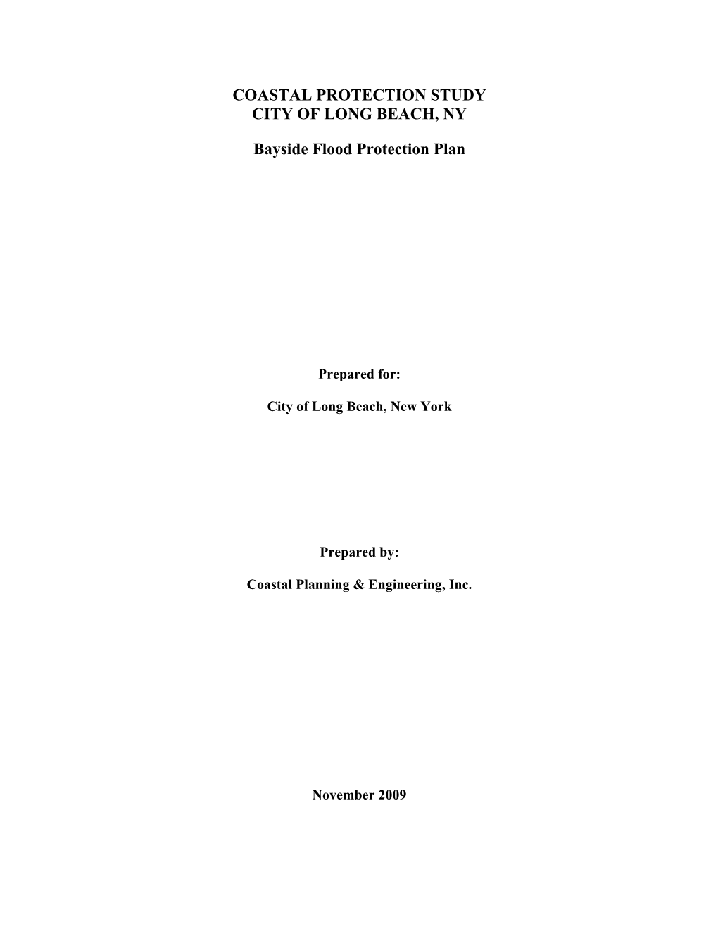 Coastal Protection Study City of Long Beach, Ny