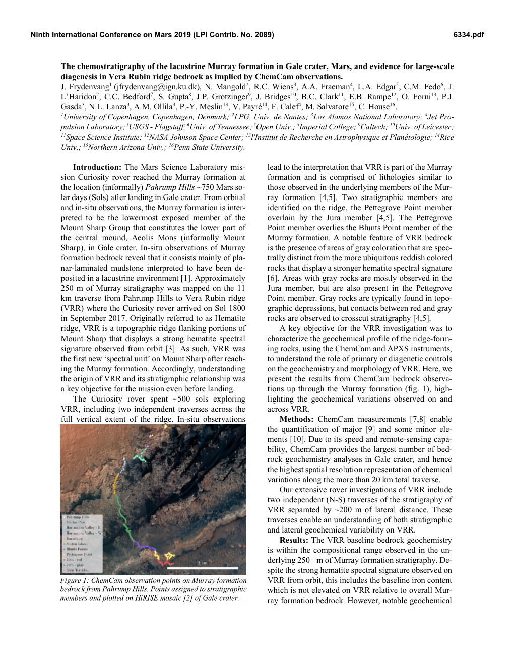 The Chemostratigraphy of the Lacustrine Murray Formation in Gale Crater, Mars, and Evidence for Large-Scale Diagenesis in Vera R