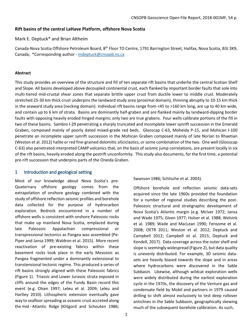 Rift Basins of the Central Lahave Platform, Offshore Nova Scotia Mark E