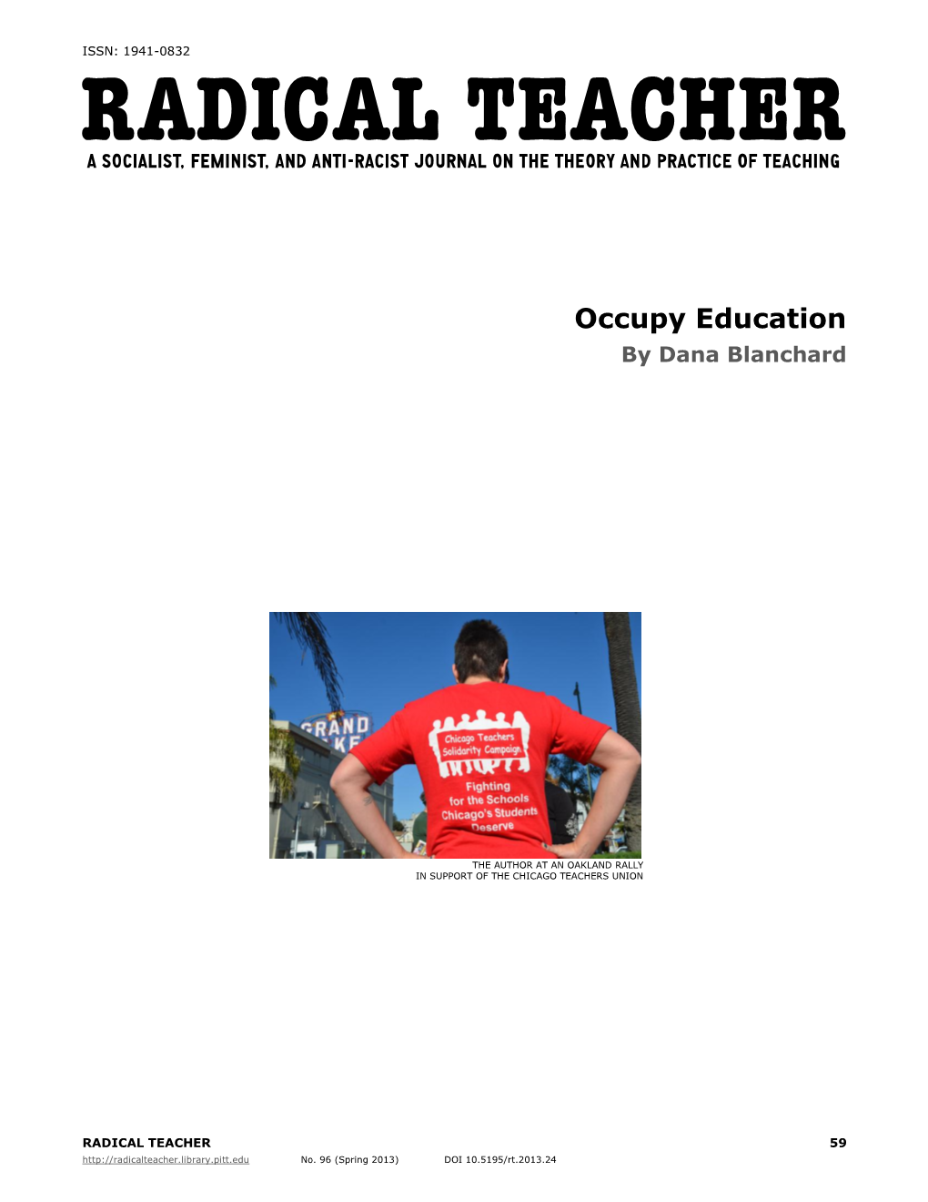 Occupy Education by Dana Blanchard