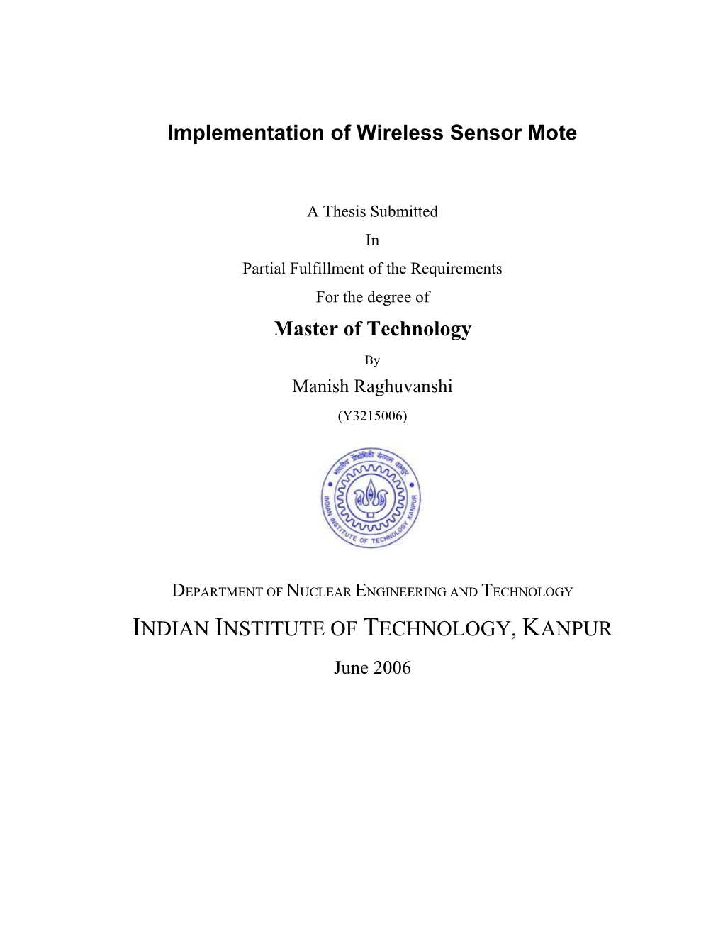 Implementation of Wireless Sensor Mote