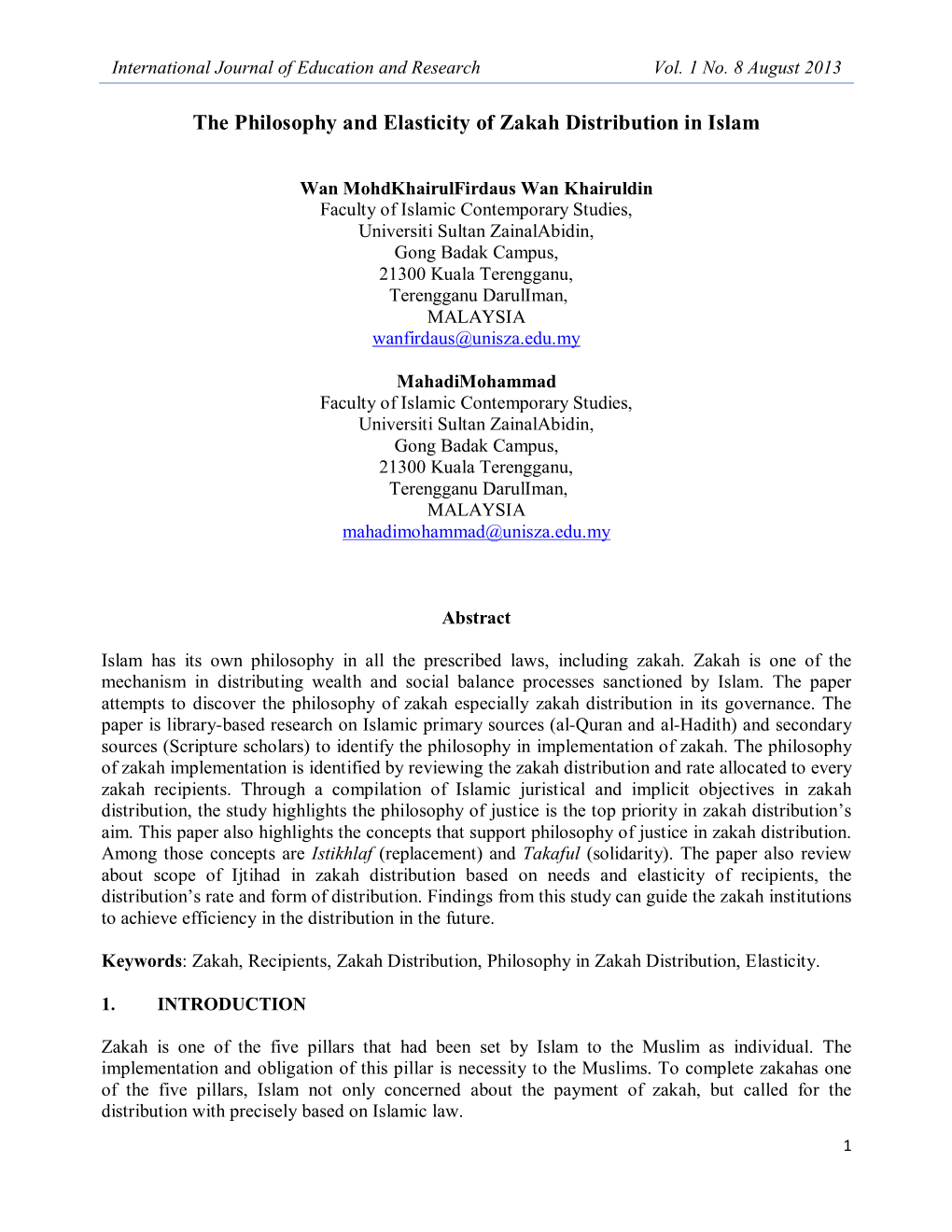 The Philosophy and Elasticity of Zakah Distribution in Islam