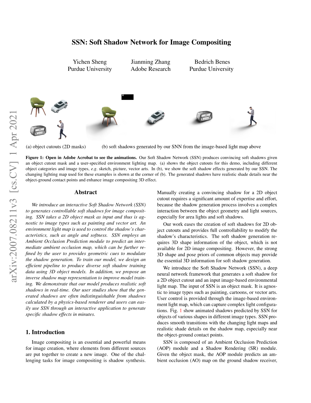 Arxiv:2007.08211V3 [Cs.CV] 1 Apr 2021 a 2D Object Cutout and an Input Image-Based Environmental Ing