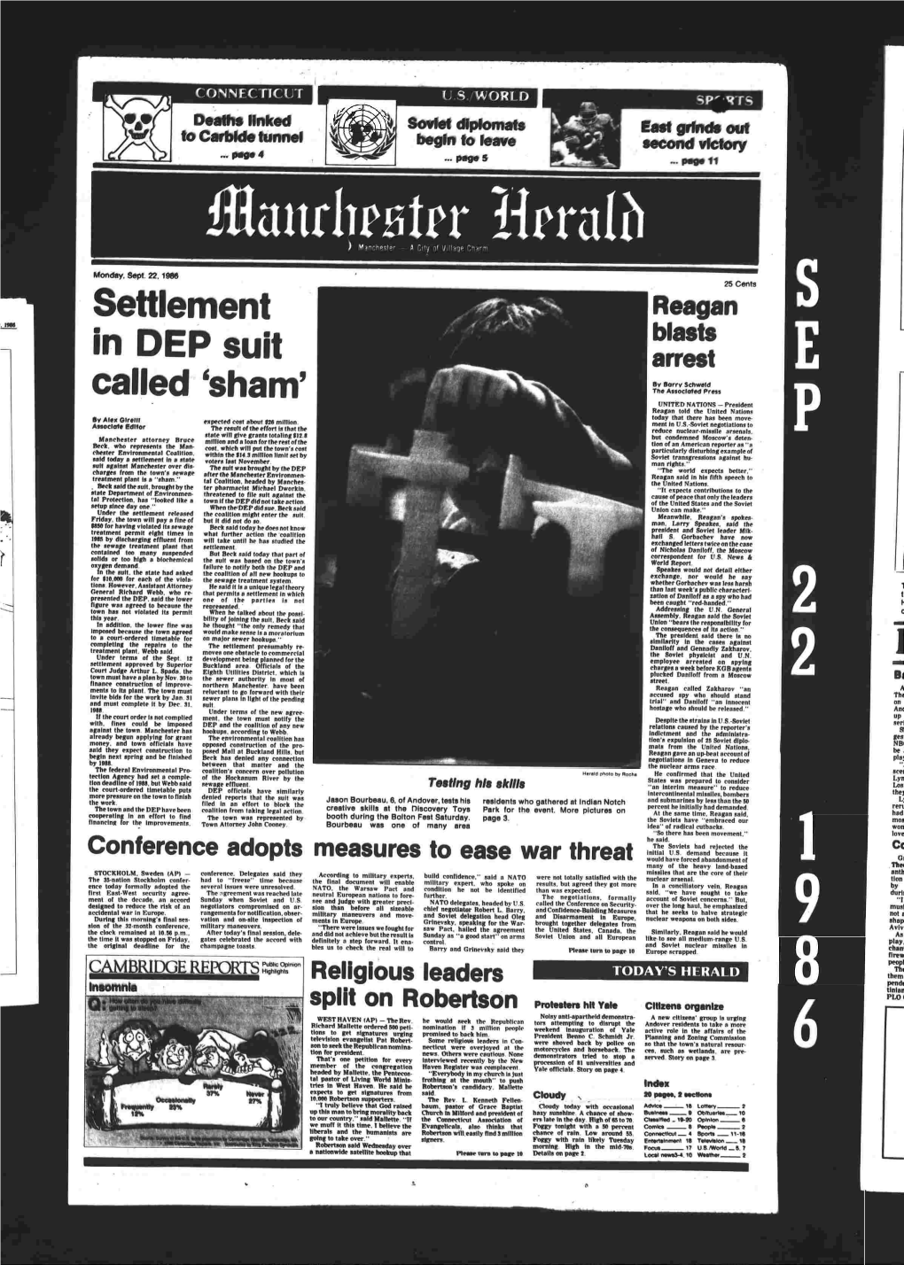 Sham’ the Associcrted Press UNITED NA'nons - President Reagan Told the United Nations Today That There Has Been Move­ by Alex Oireiri Expected Cost About 828 Million