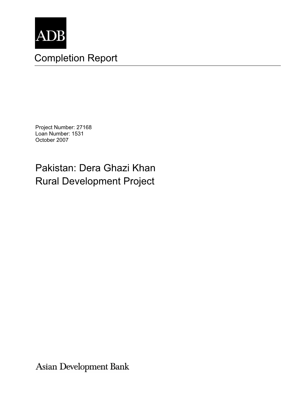 Pakistan: Dera Ghazi Khan Rural Development Project