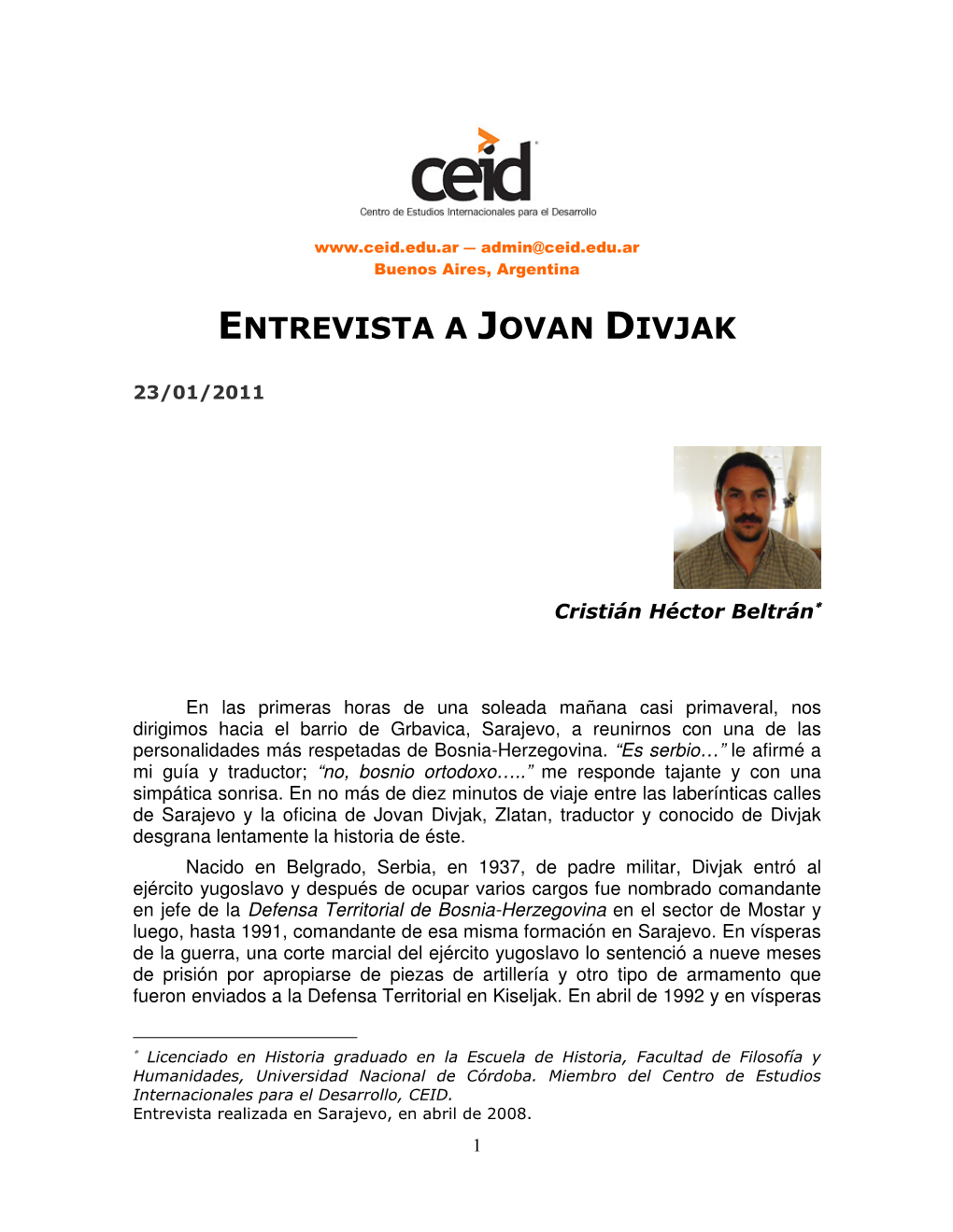 Entrevista a Jovan Divjak