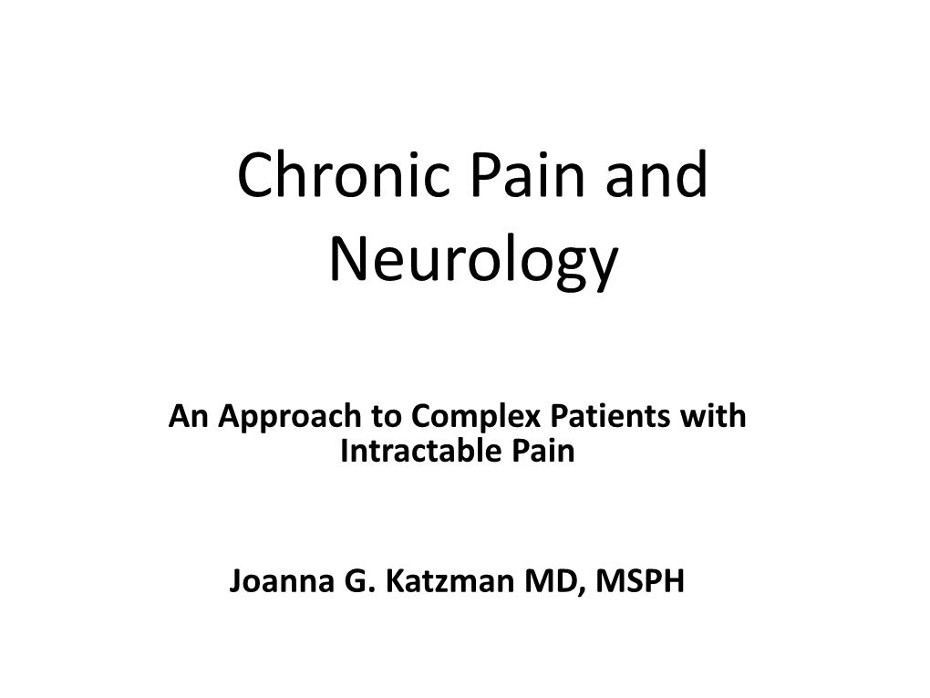 Chronic Pain and Neurology