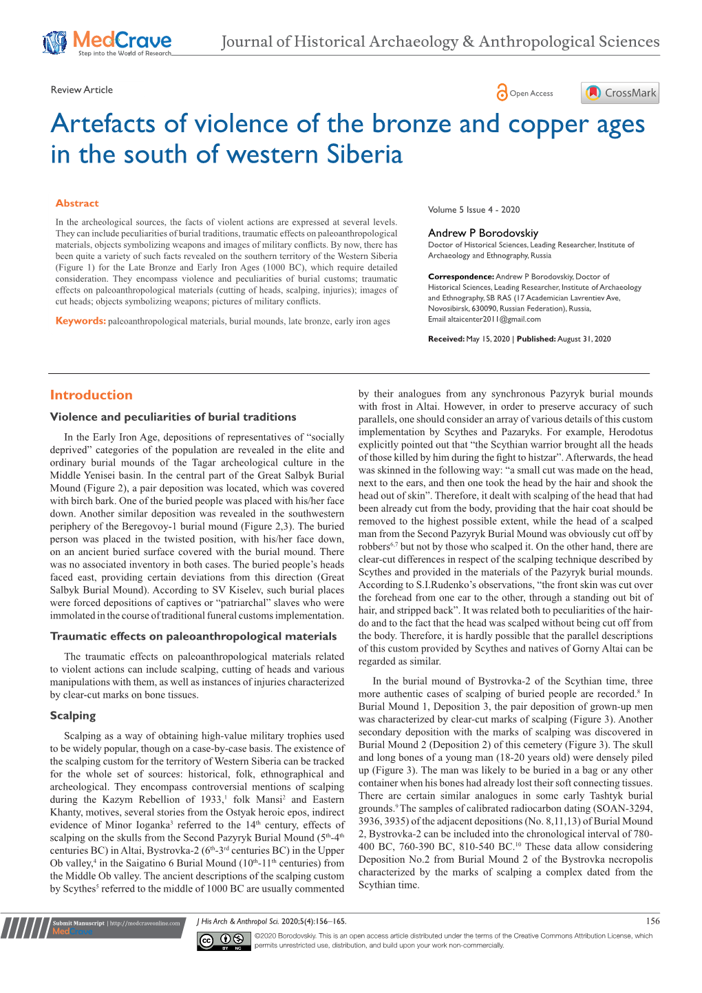 Artefacts of Violence of the Bronze and Copper Ages in the South of Western Siberia