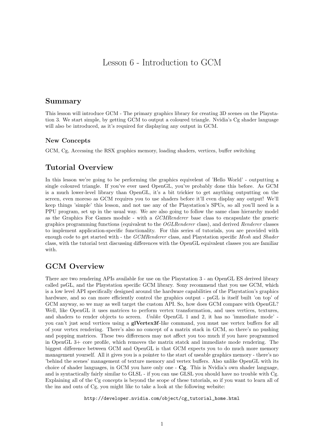 Lesson 6 - Introduction to GCM