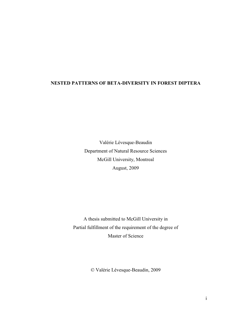 Nested Patterns of Beta-Diversity in Forest Diptera