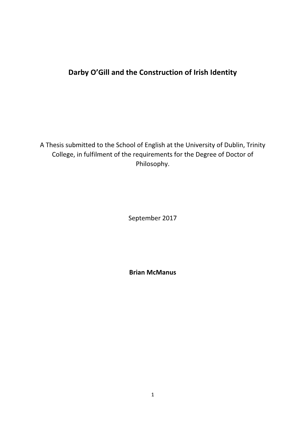 Darby O'gill and the Construction of Irish Identity