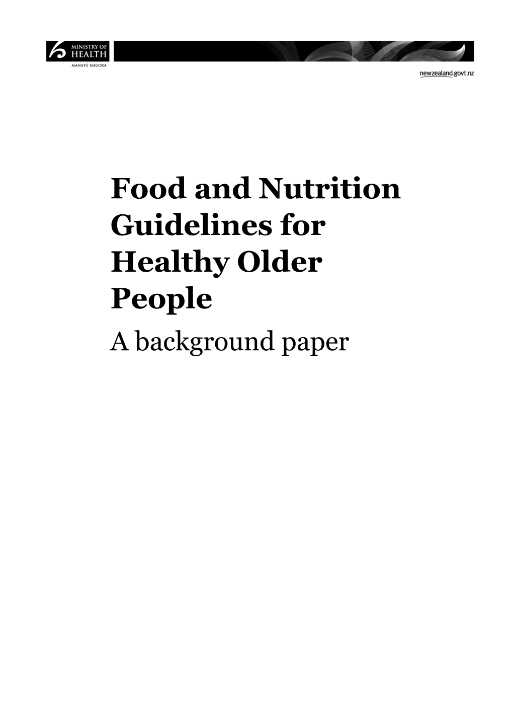 Food and Nutrition Guidelines for Healthy Older People