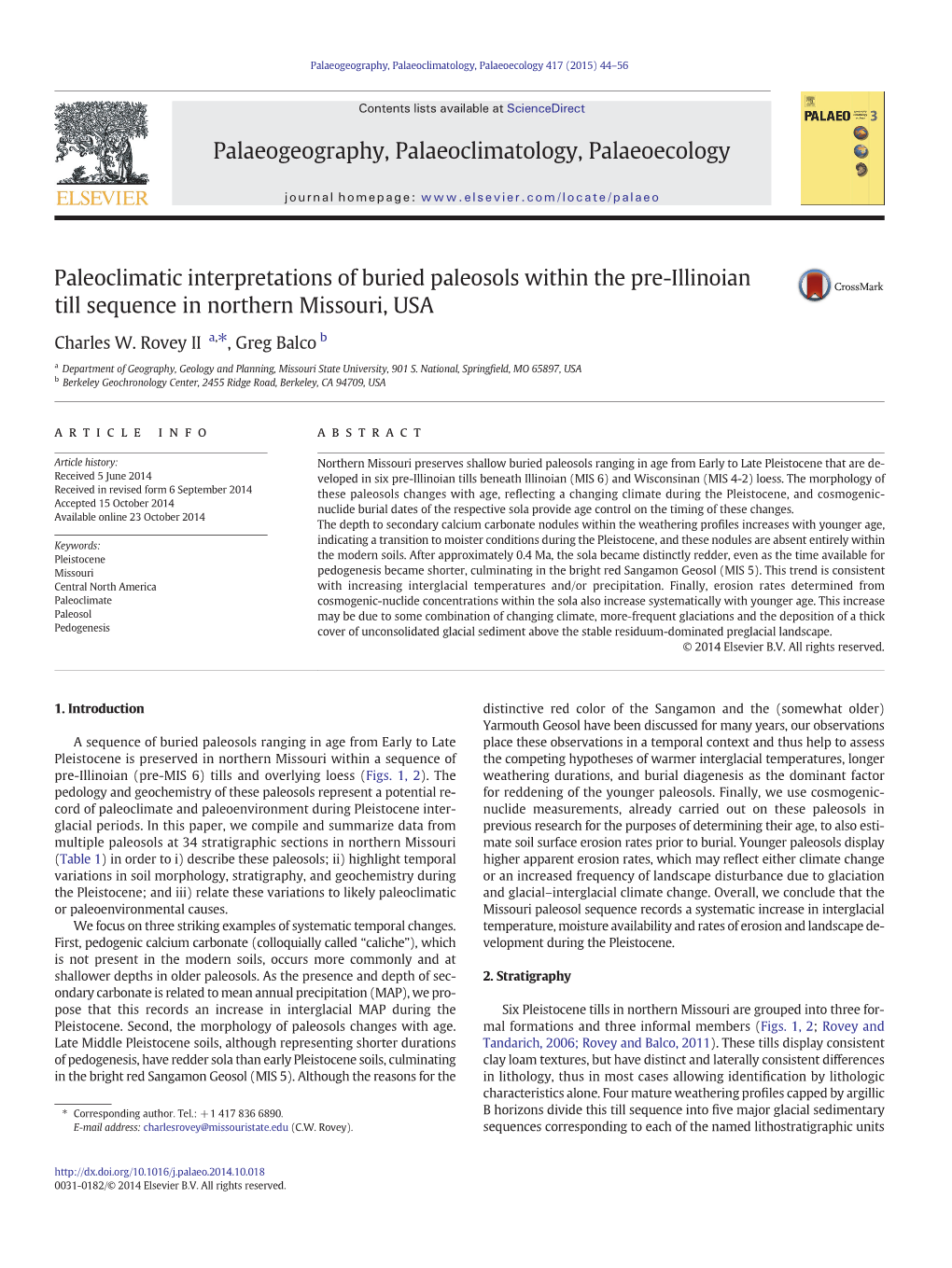 Paleoclimatic Interpretations of Buried Paleosols Within the Pre-Illinoian Till Sequence in Northern Missouri, USA