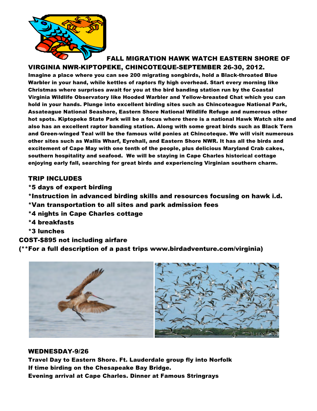 Fall Migration Hawk Watch Eastern Shore of Virginia Nwr-Kiptopeke, Chincoteque-September 26-30, 2012