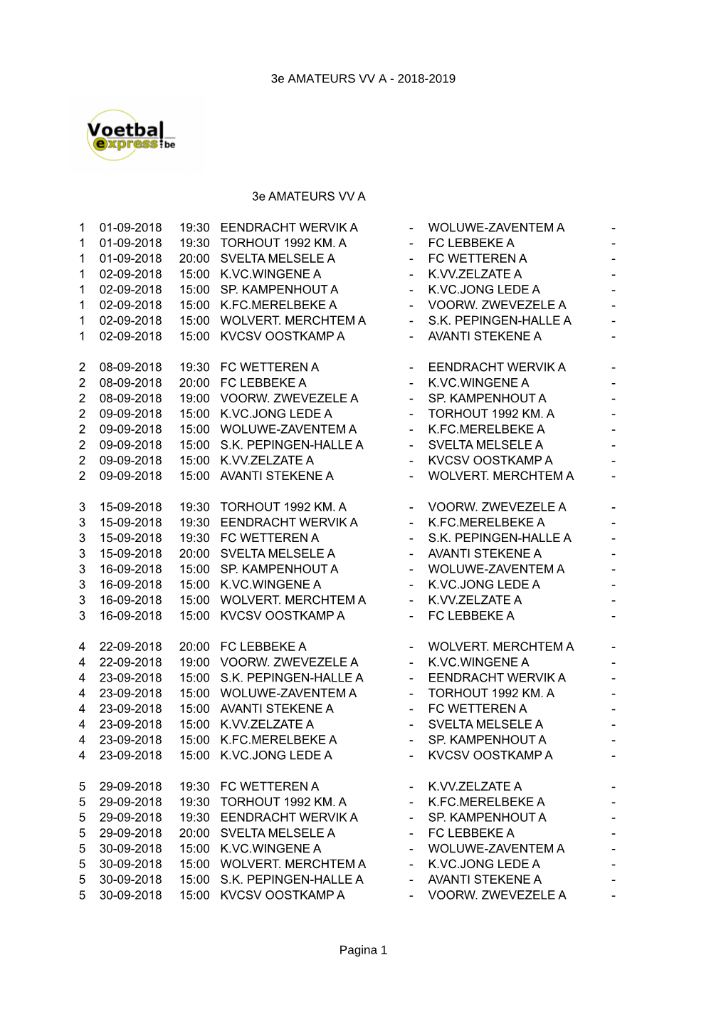 3E AMATEURS VV a - 2018-2019