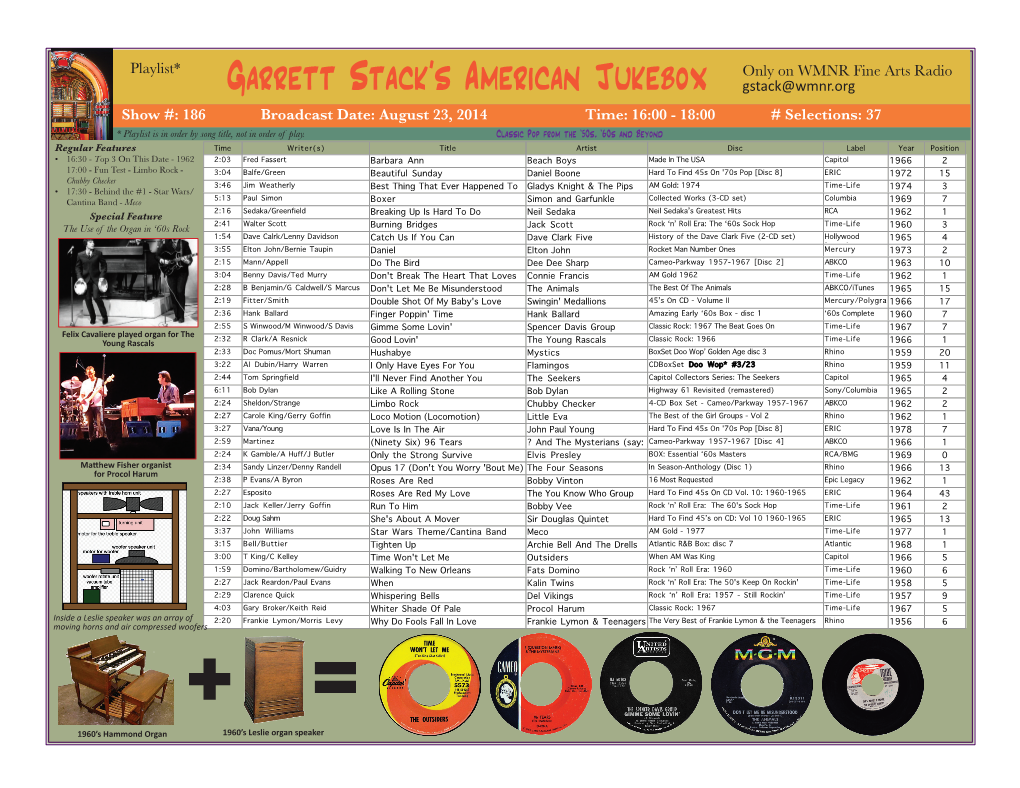 Garrett Stack's American Jukebox Only on WMNR Fine Arts Radio