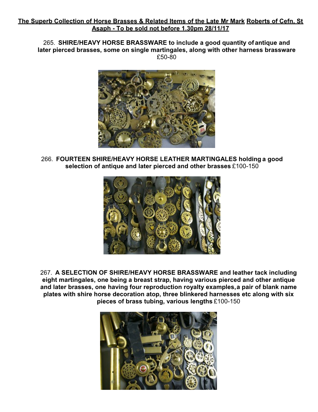 The Superb Collection of Horse Brasses & Related Items of the Late