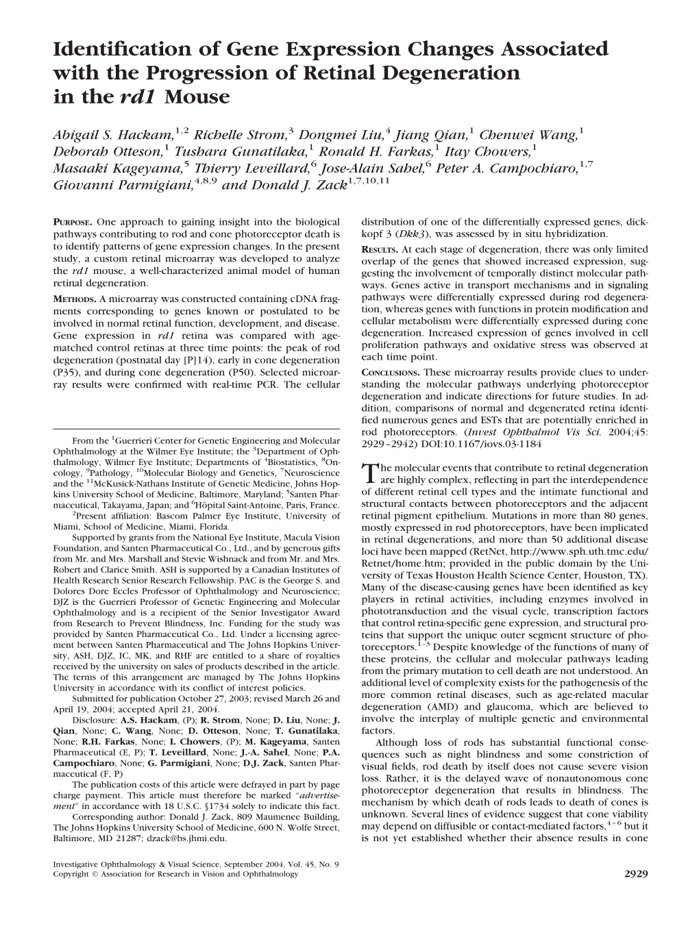 Identification of Gene Expression Changes Associated with The