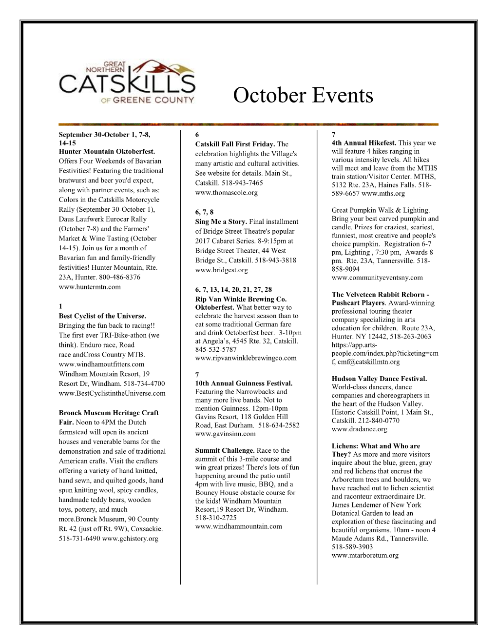 October Events