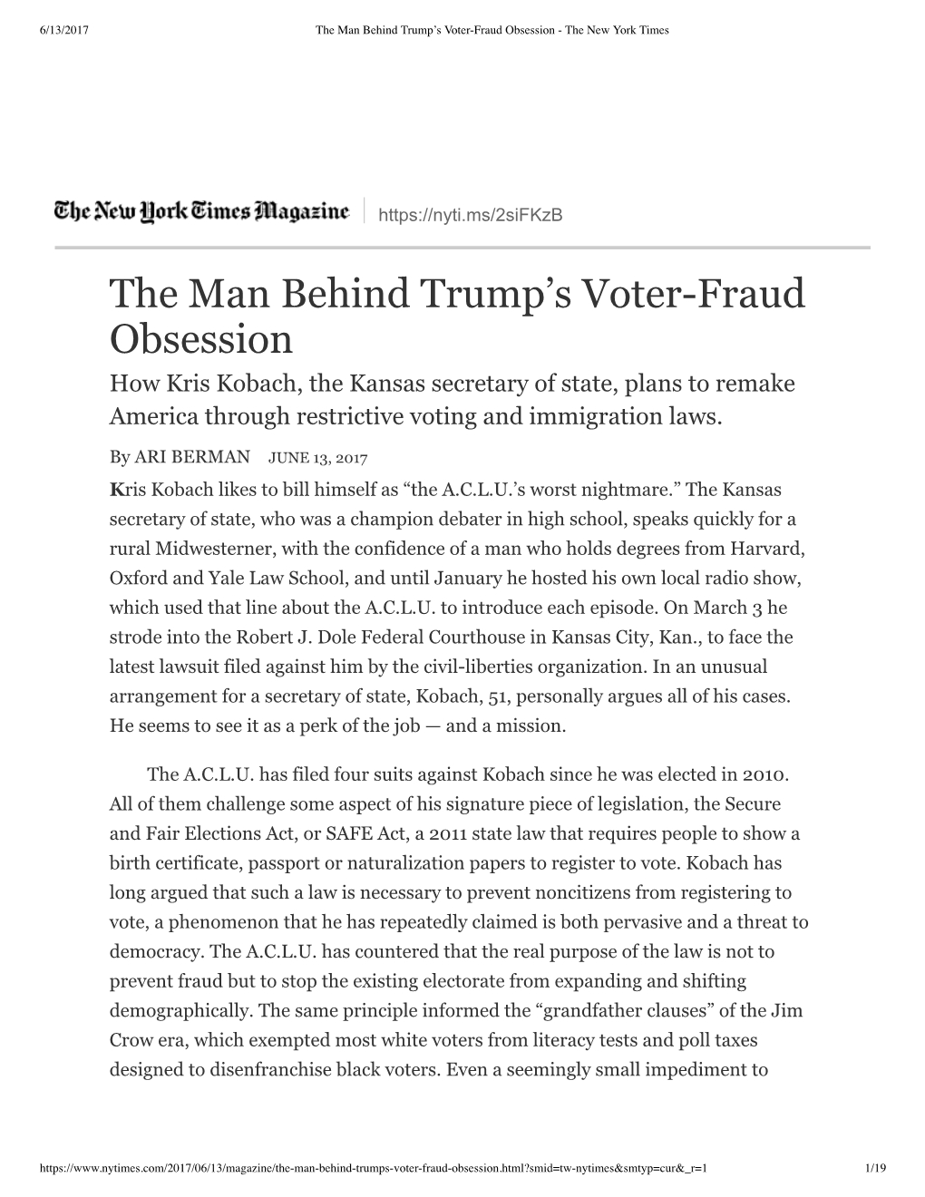 The Man Behind Trump's Voter-Fraud Obsession